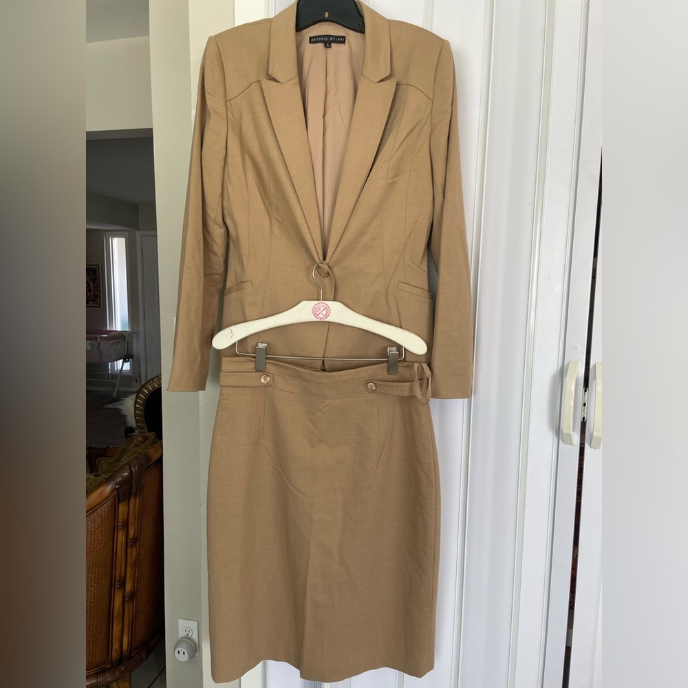 Women's Tan Blazer and Skirt Set